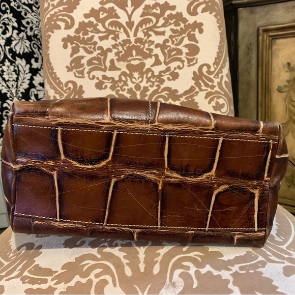 Dooney & Bourke Crocodile Embossed Leather Satchel Dark Brown - Picture 5 of 6